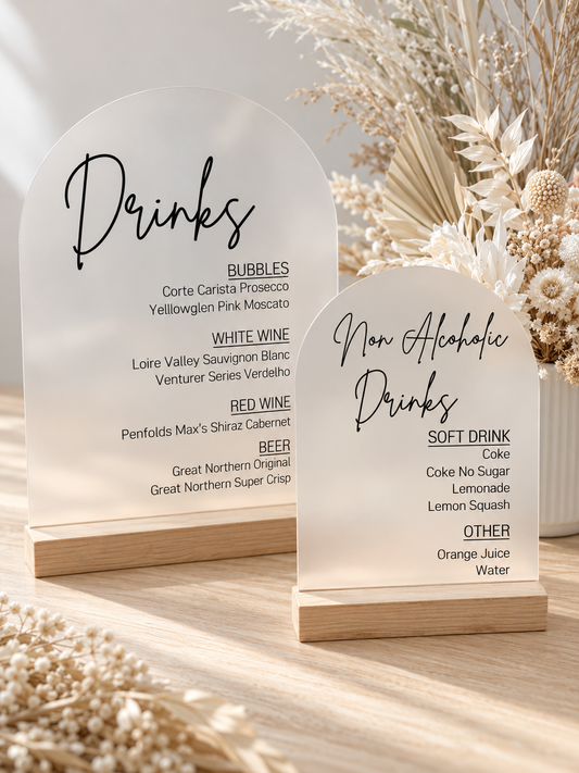 A5 Personalised Non-Alcoholic Drinks Sign – Wedding & Event Drinks Menu