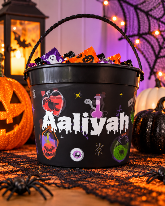 Personalised Halloween Bucket Name Decals