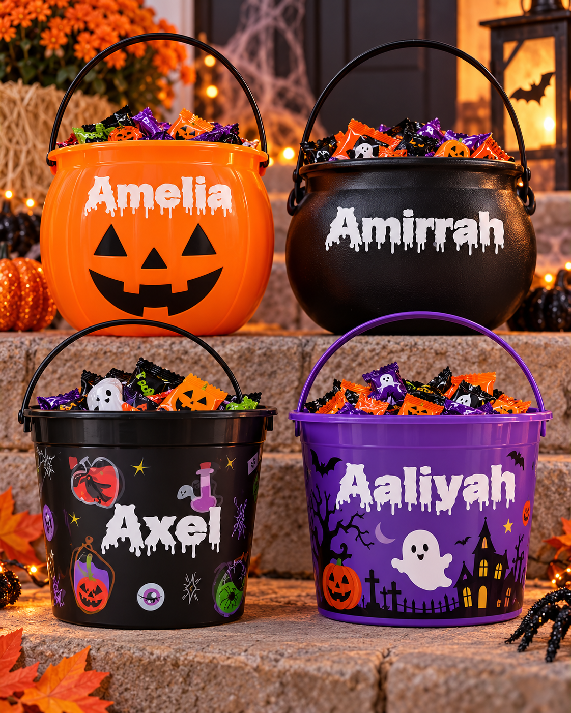 Personalised Halloween Bucket Name Decals