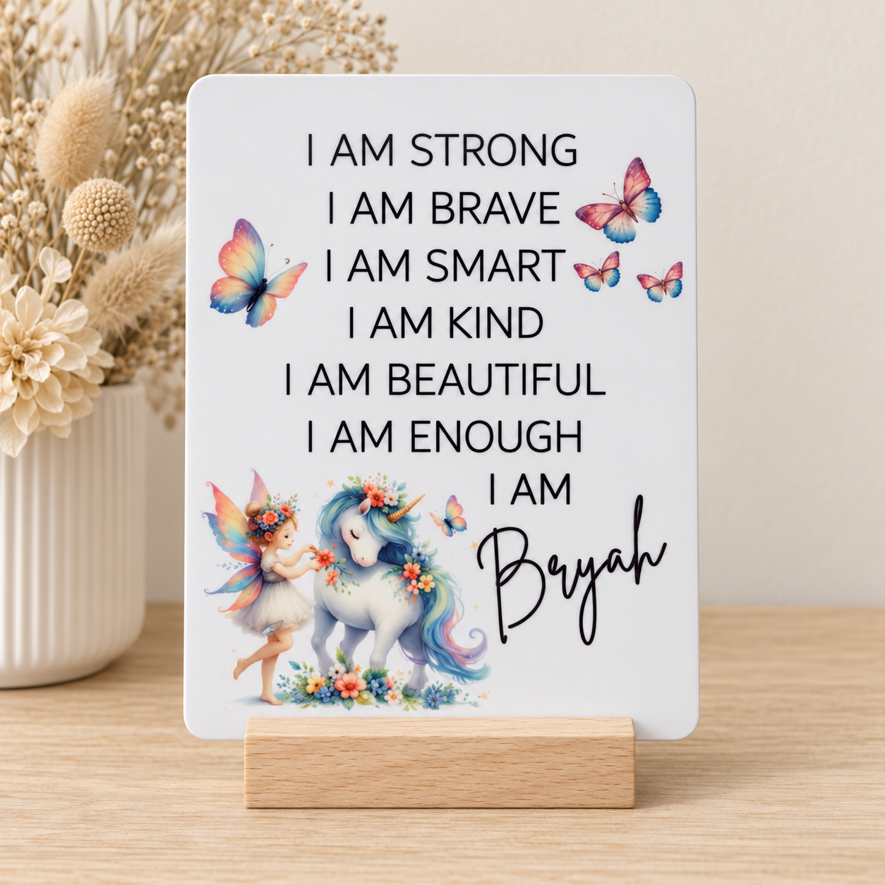 Personalised Unicorn & Fairy Affirmation Plaque