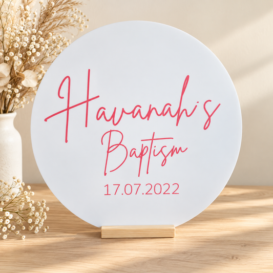 Personalised Baptism Round Sign