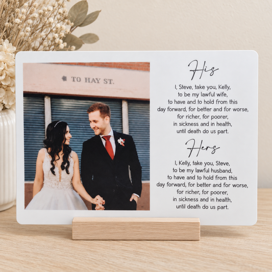Personalised Wedding Vows Photo Plaque