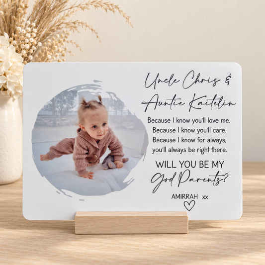 Will You Be My Godparent? Personalised Photo Plaque