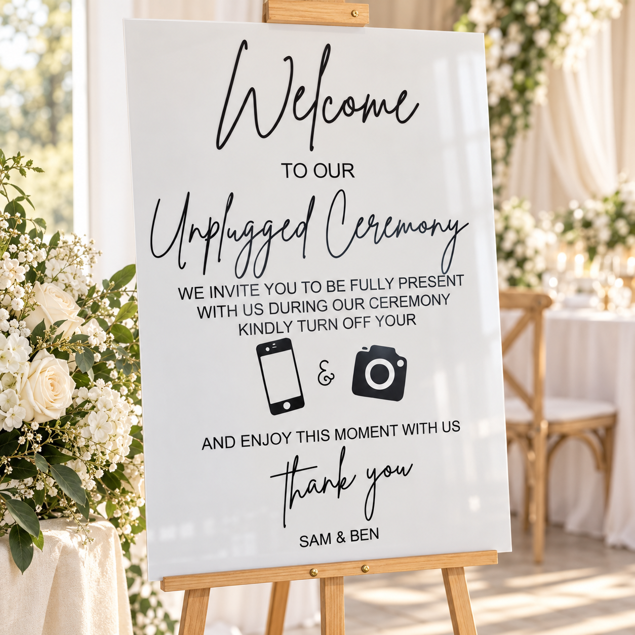 Personalised Unplugged Wedding Ceremony Sign