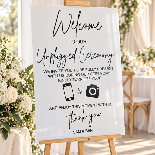 Personalised Unplugged Wedding Ceremony Sign