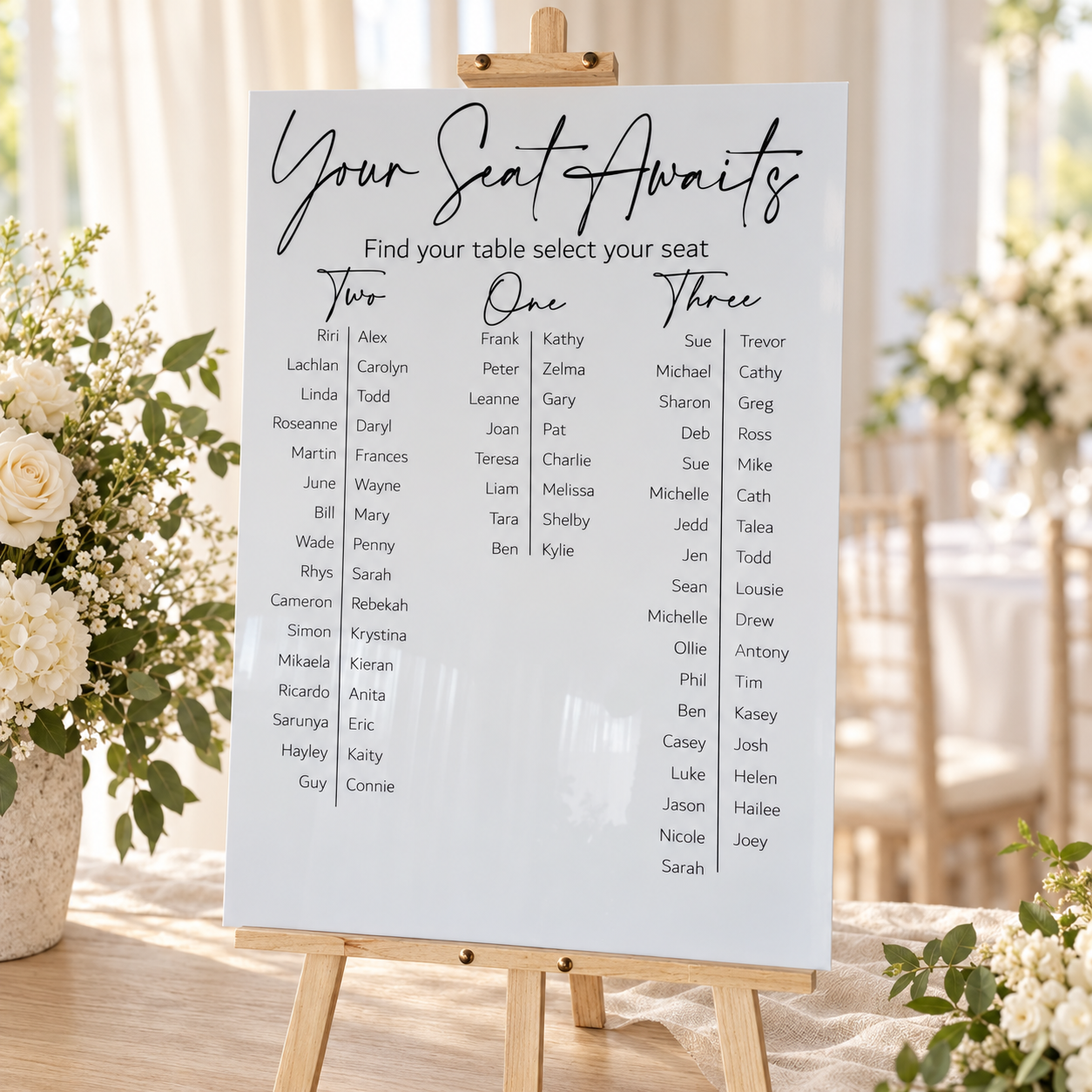 Modern Script Seating Chart