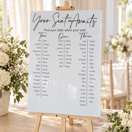Modern Script Seating Chart