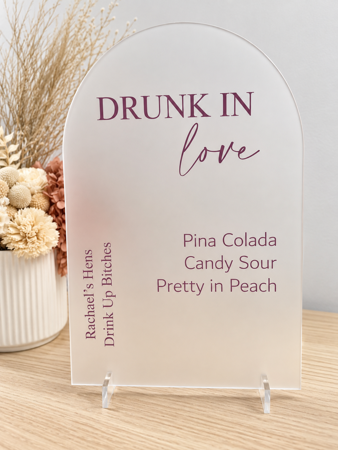 A4 Personalised Drunk in Love Drinks Sign – Wedding &amp; Hens Party