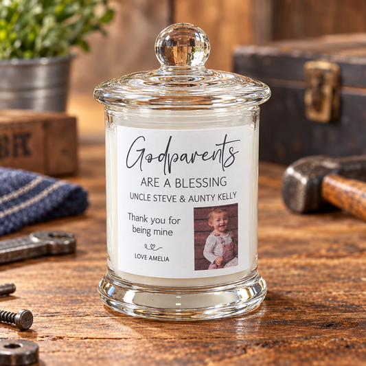 Personalised Photo Candle – Godparents
