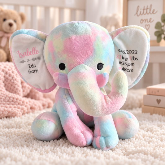 Personalised Baby Birth Details Elephant
