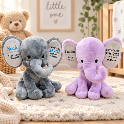 Personalised Baby Birth Details Elephant
