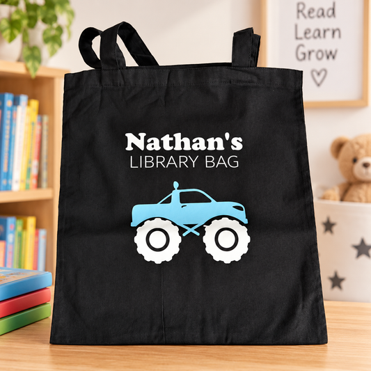 Personalised Monster Truck Library Bag