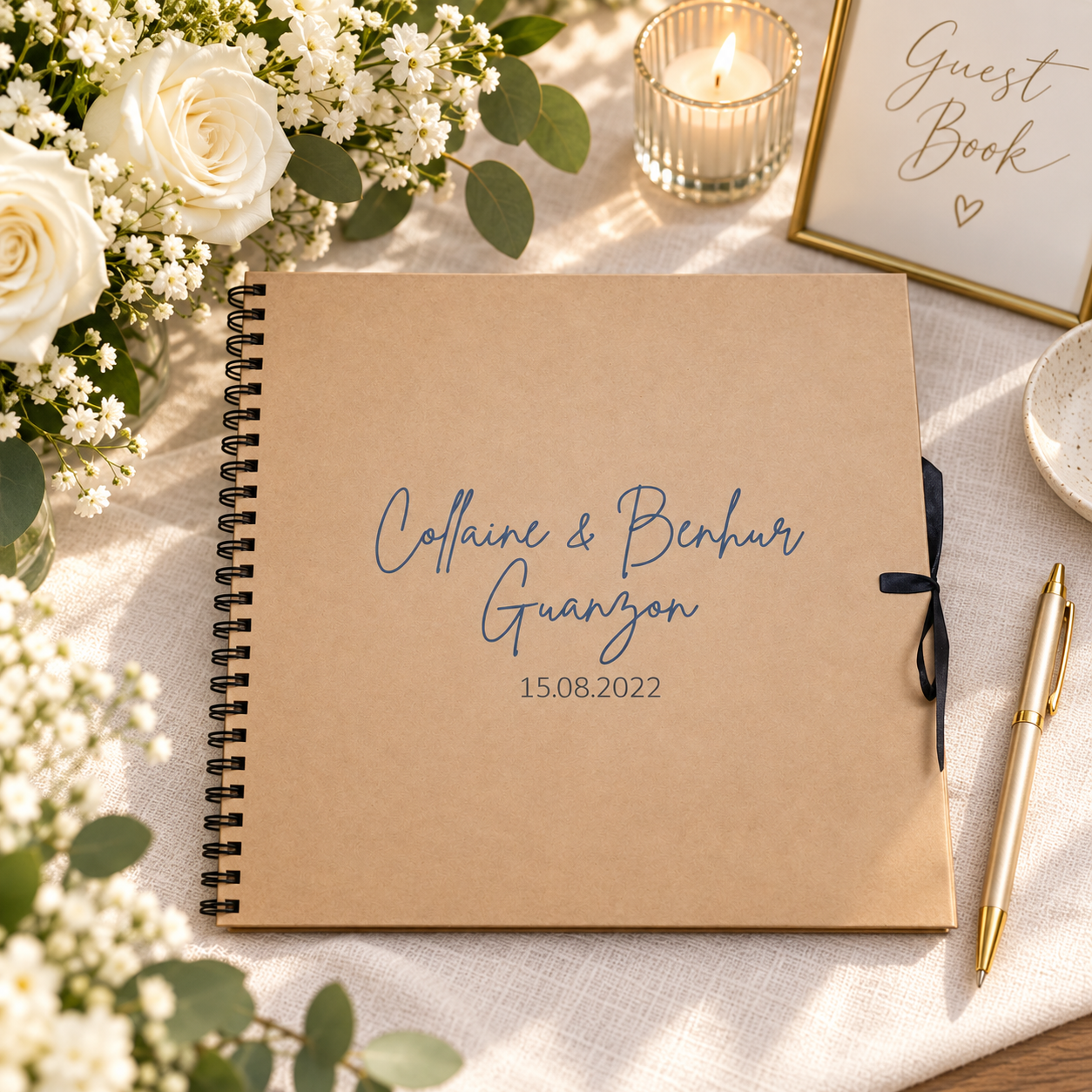 Personalised Wedding Guest Book – Names & Date