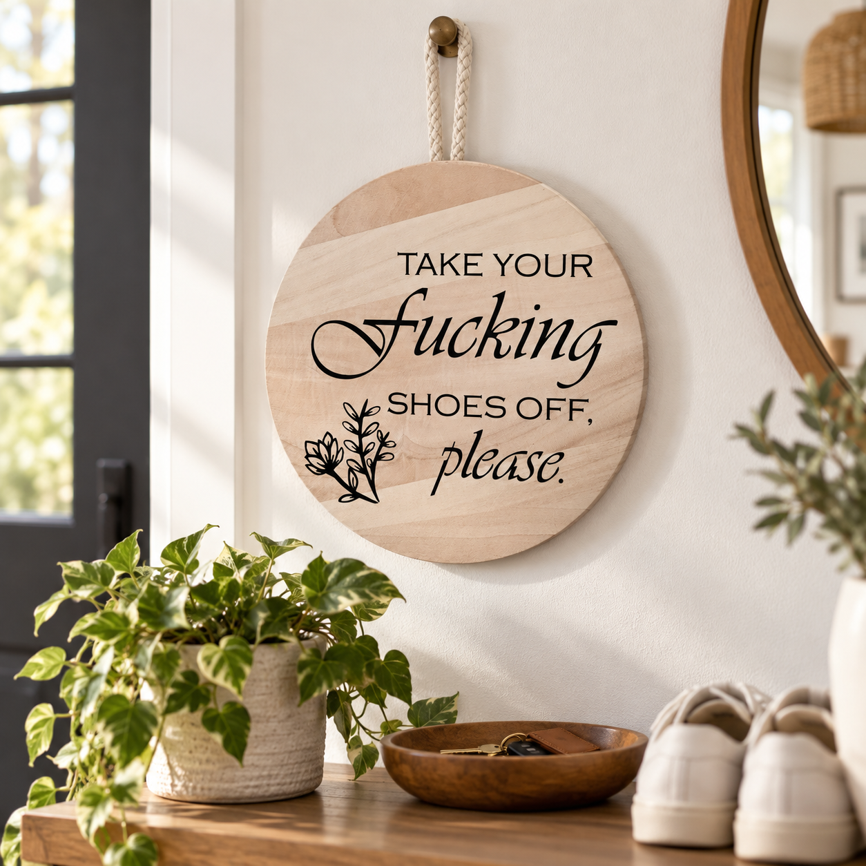 Take Your Fucking Shoes Off Sign