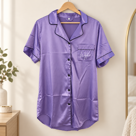 Personalised Satin Night Shirt – Short Sleeve