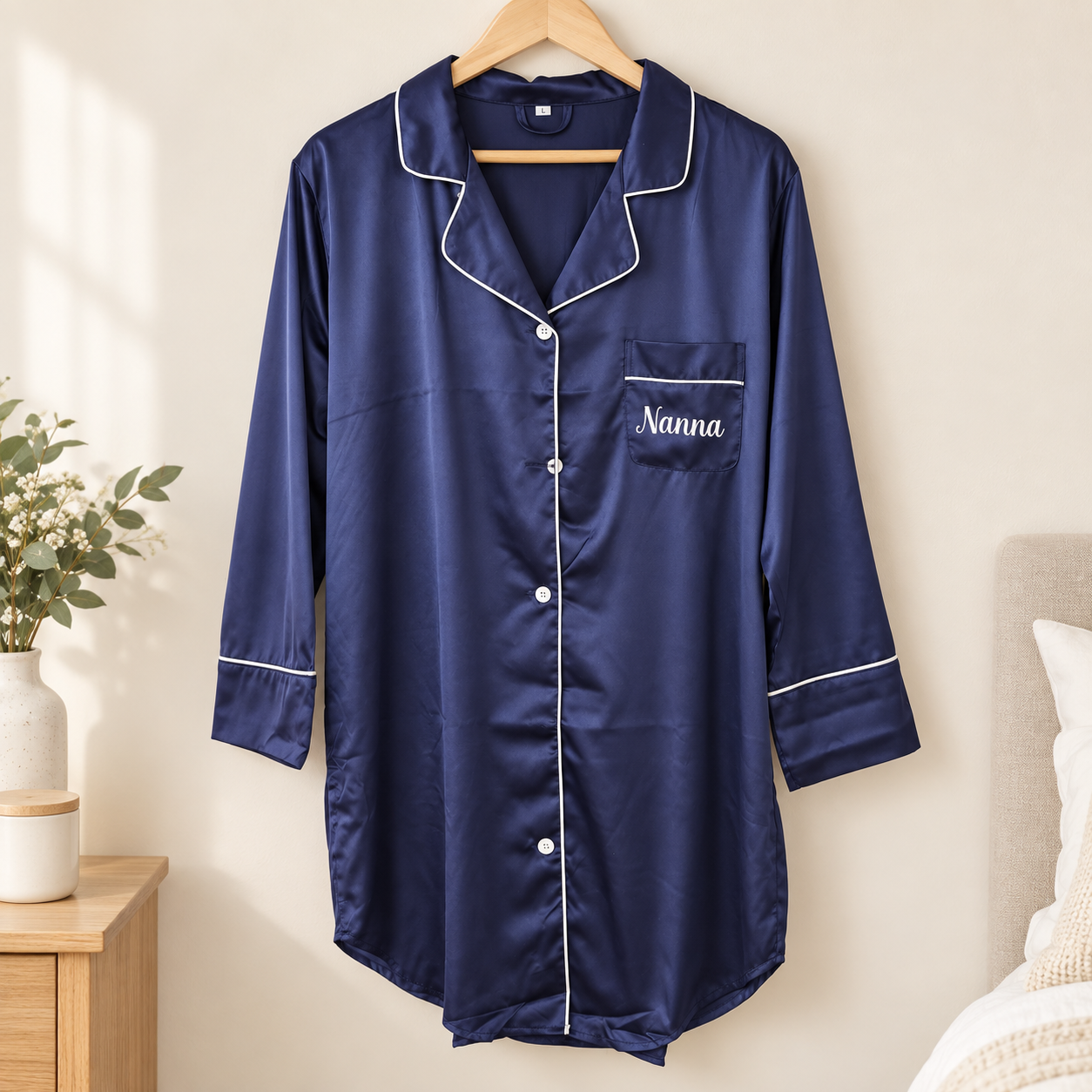 Personalised Satin Night Shirt – Long Sleeve