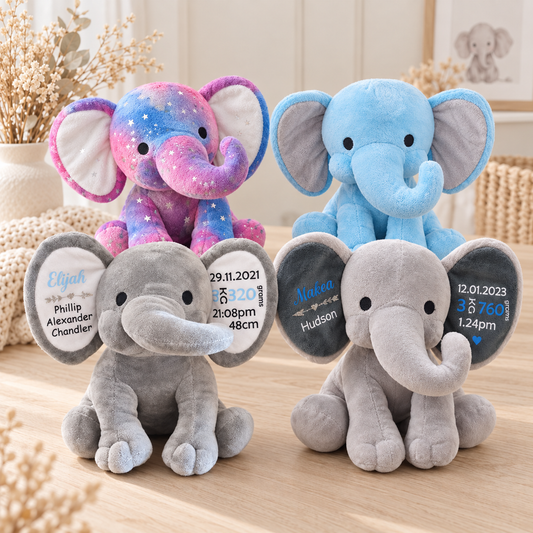 Personalised Baby Birth Details Elephant