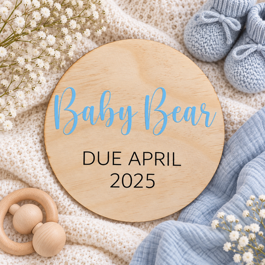 Personalised Baby Due Date Announcement Disc