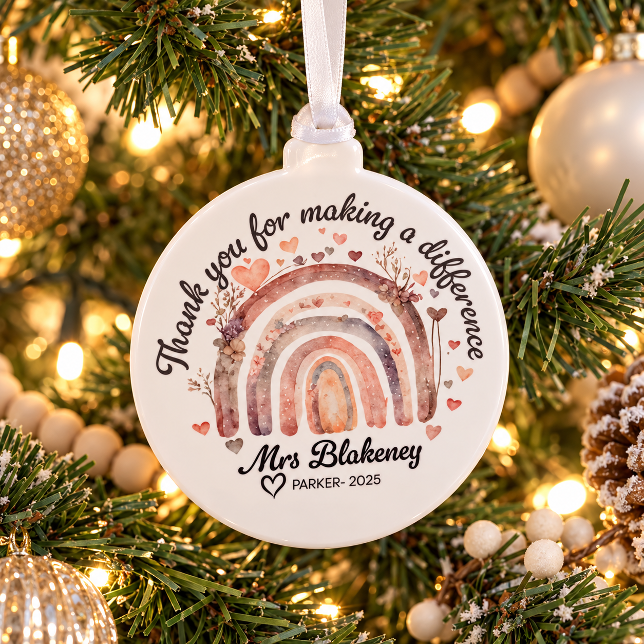 Personalised Thank You Teacher Christmas Bauble