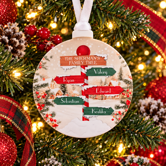 Personalised North Pole Family Christmas Bauble