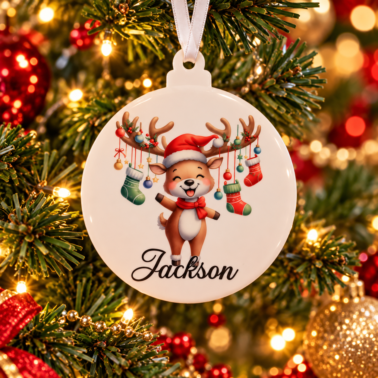 Personalised Christmas Reindeer Bauble