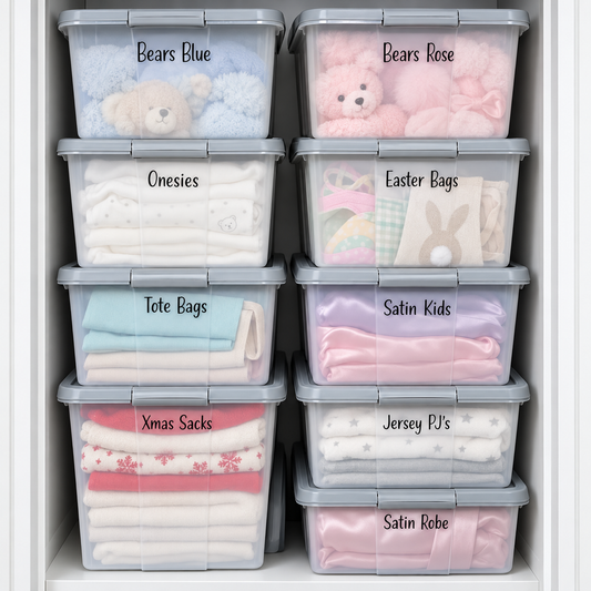 Custom Storage Tub Labels – Self Apply Vinyl Decals