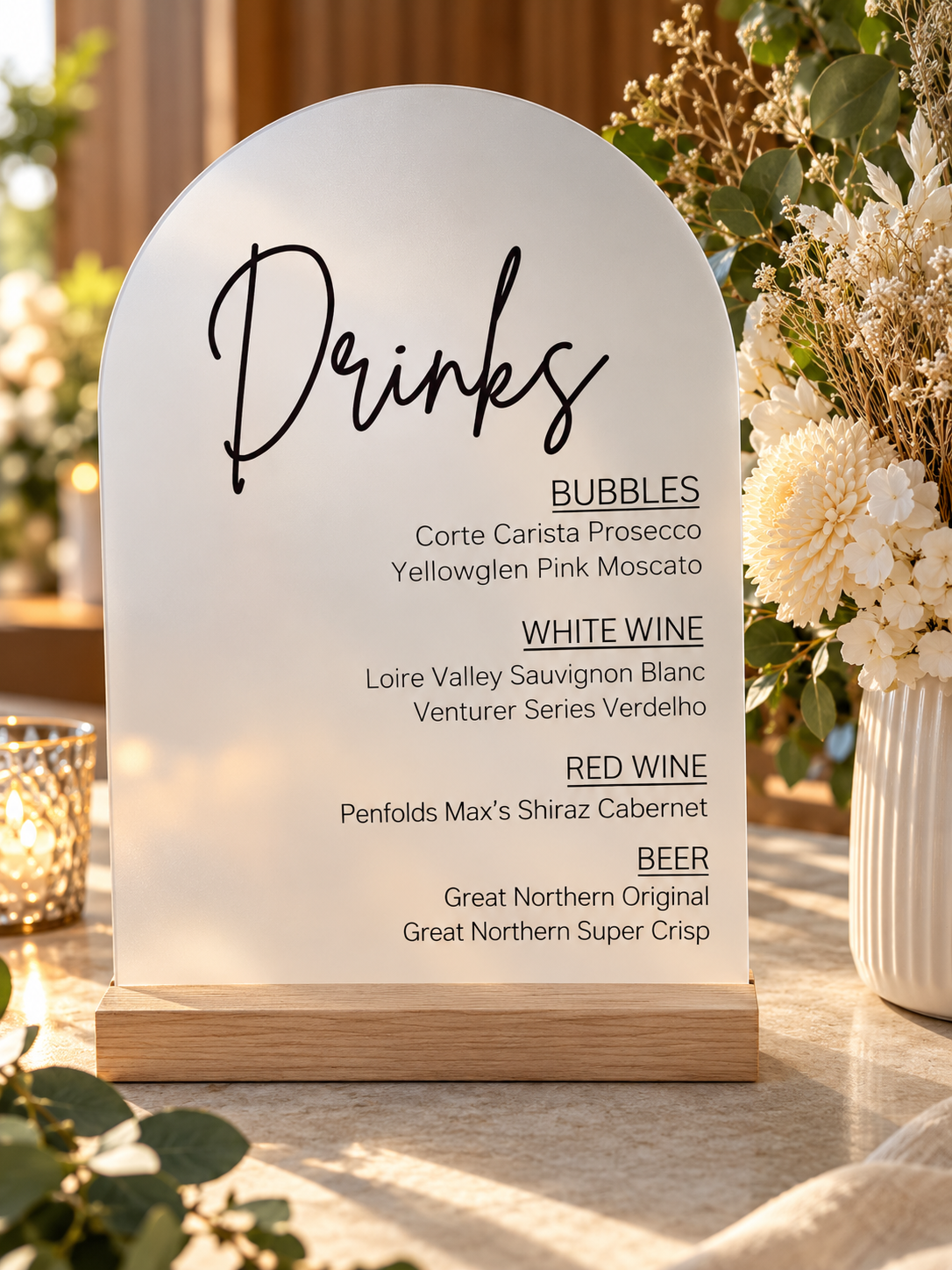 A4 Personalised Drinks Sign – Wedding & Event Drinks Menu
