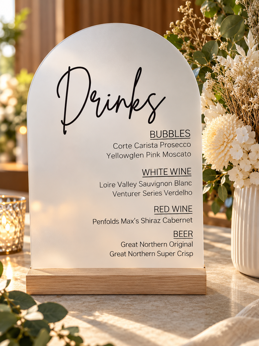 A4 Personalised Drinks Sign – Wedding & Event Drinks Menu