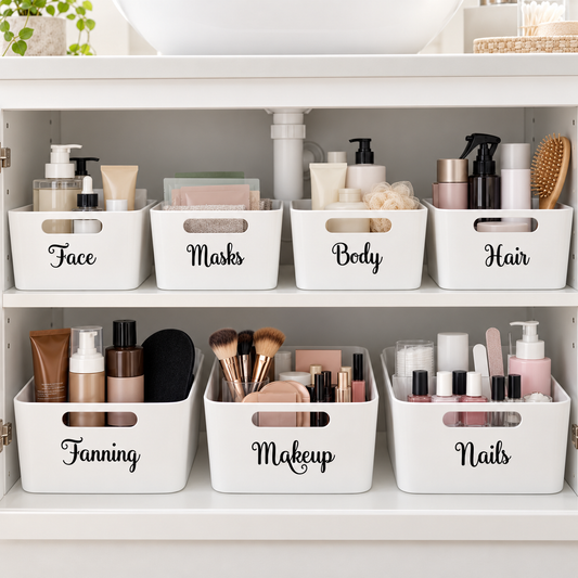 Custom Storage Tub Labels – Self Apply Decals