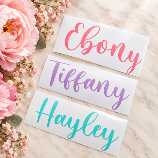 Personalised Name Stickers – Self Apply Vinyl Decals