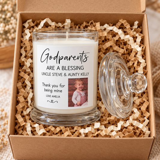Personalised Photo Candle – Godparents