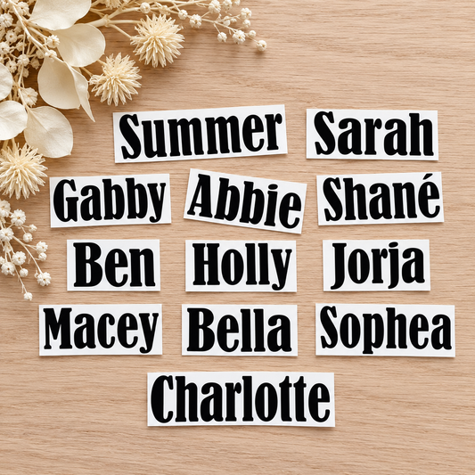 Personalised Name Stickers – Self Apply Vinyl Decals
