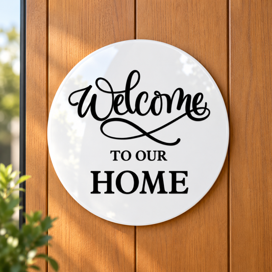 Welcome to Our Home Door Sign – 30cm