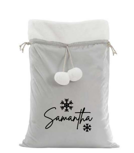 Plush Santa Sack Snowflake Design