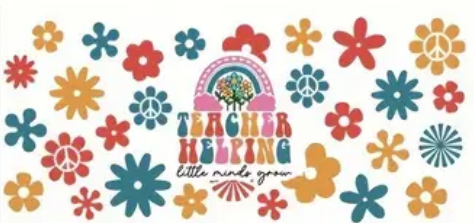 Teacher Helping Little Minds Grow Glass Can with Lid and Straw