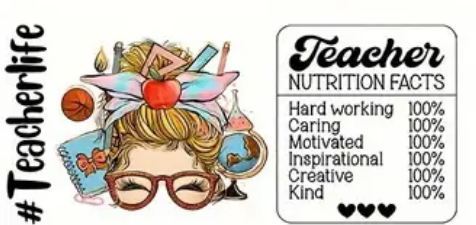 #Teacher Life Nutrition Facts Glass Can with Lid and Straw