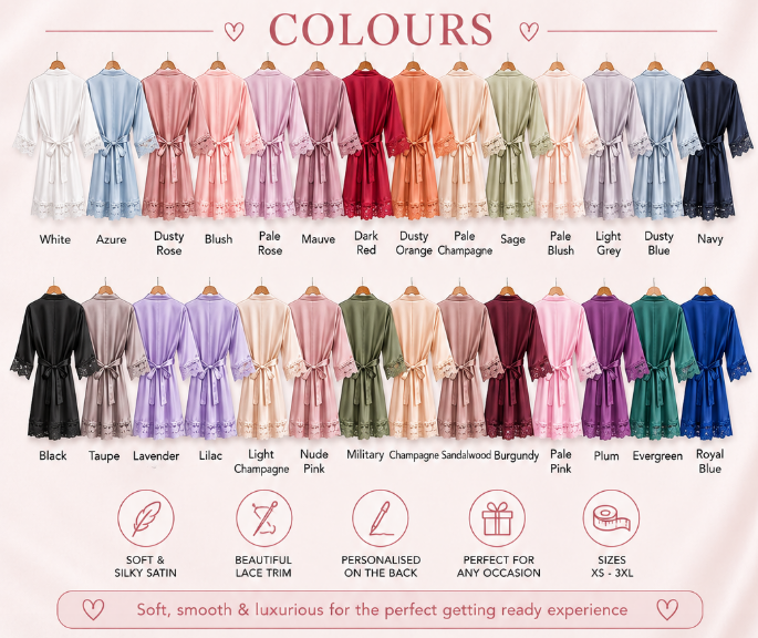 Personalised Satin Lace Robe