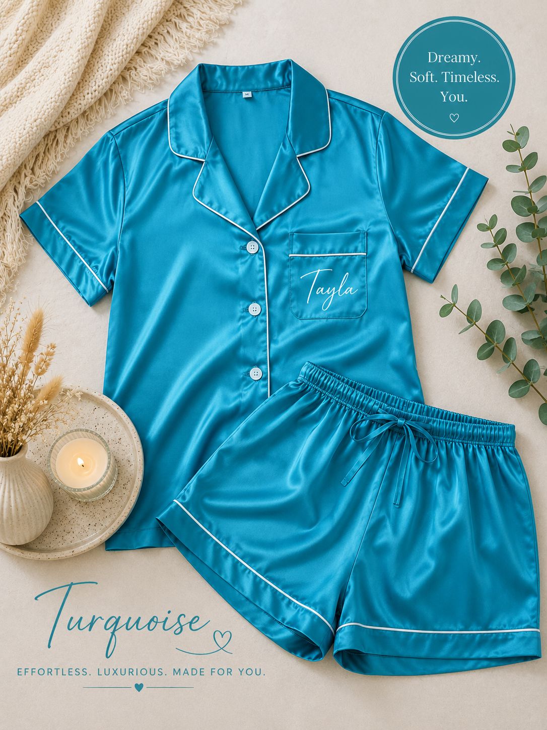 Personalised Satin Short Set Pyjamas
