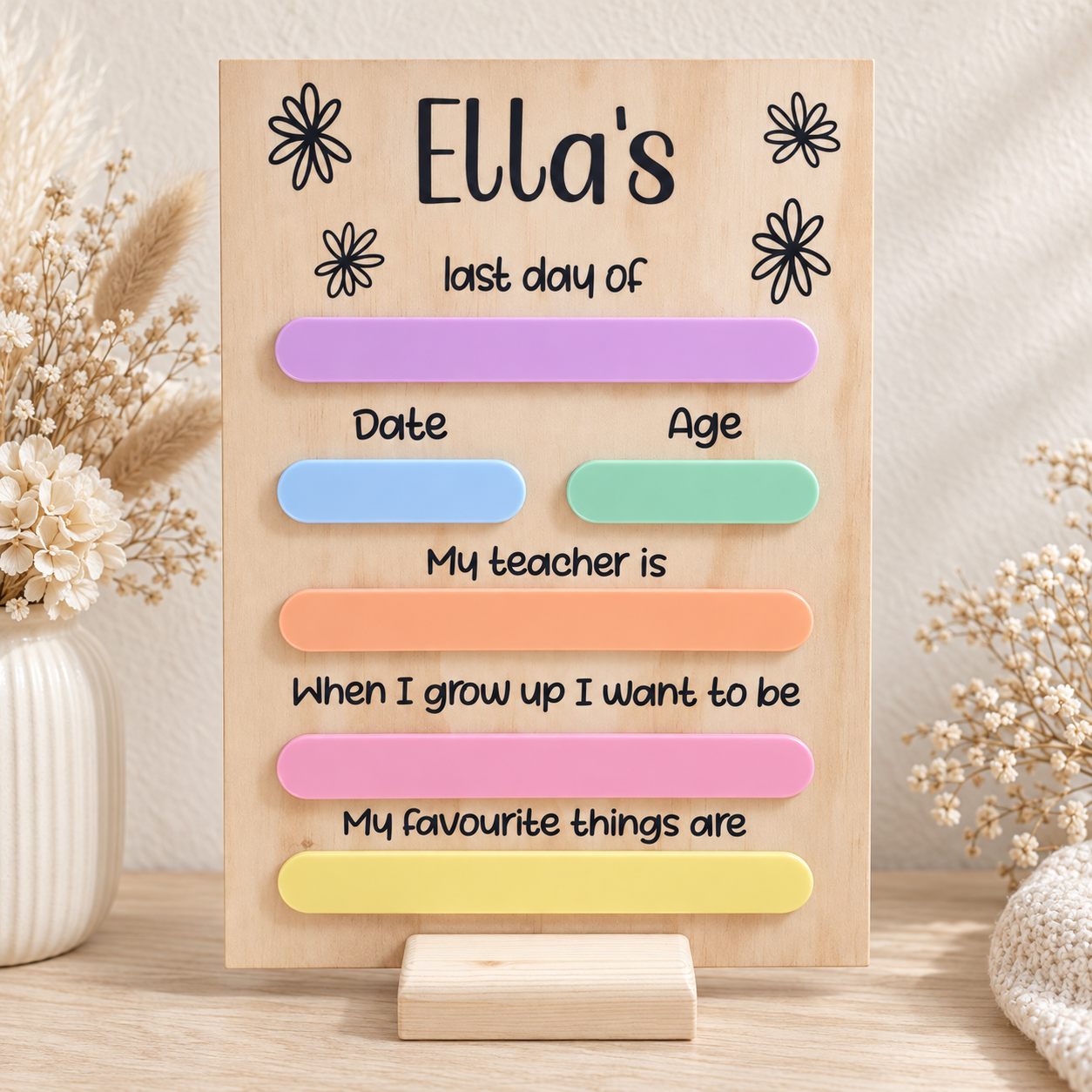 First & Last Day Board – Floral Pastel