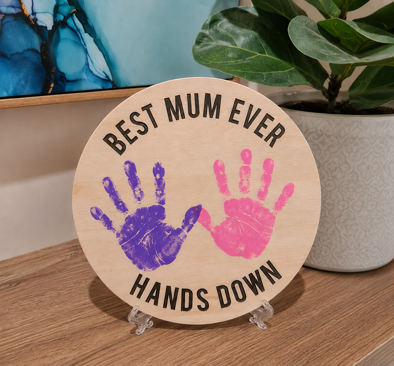 Personalised Best Mum / Dad Ever Handprint Plaque