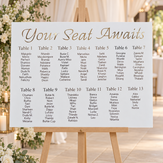 Your Seat Awaits Seating Chart