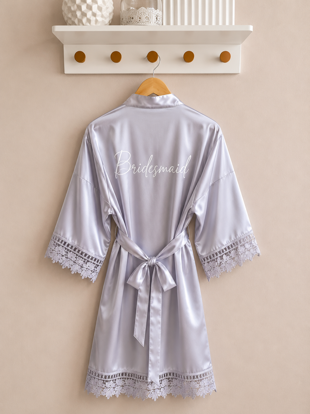 Personalised Satin Lace Robe