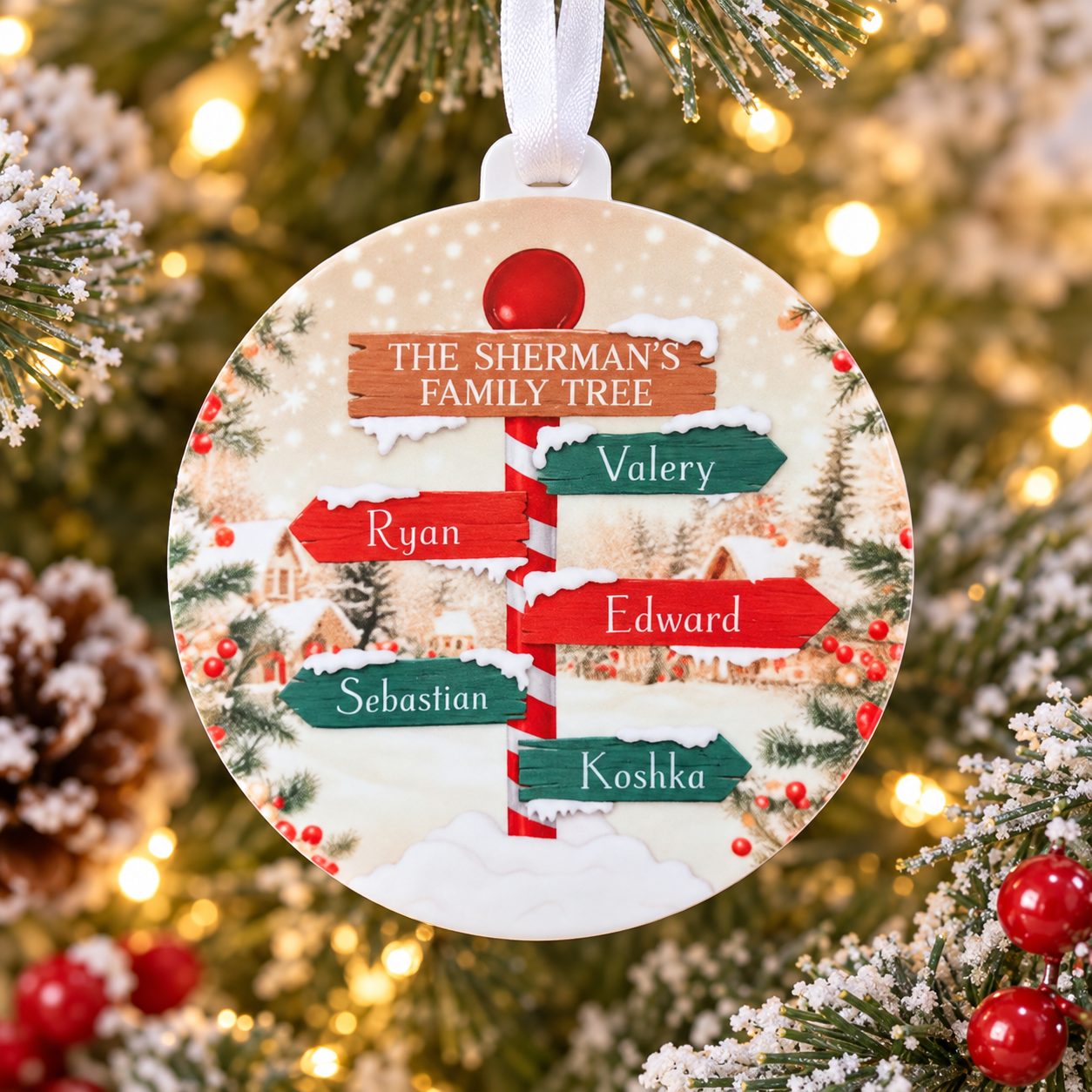 Personalised North Pole Family Christmas Bauble