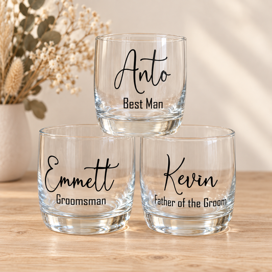 Personalised Bridal Party Bourbon Glass – Name, Title &  Date