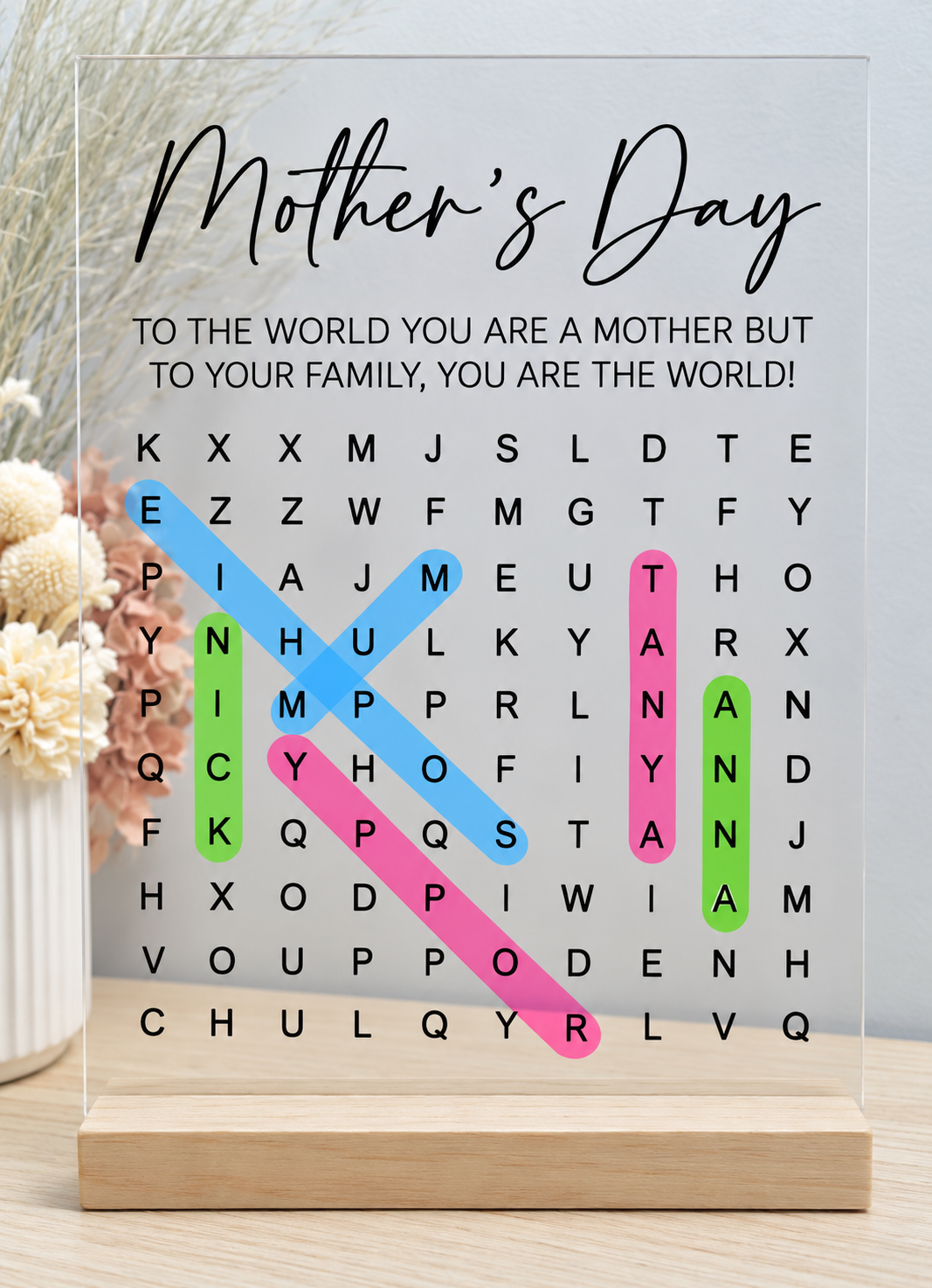 Personalised Mother’s Day Word Search Sign