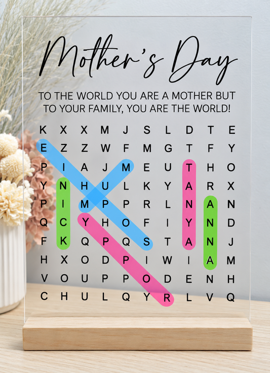Personalised Mother’s Day Word Search Sign