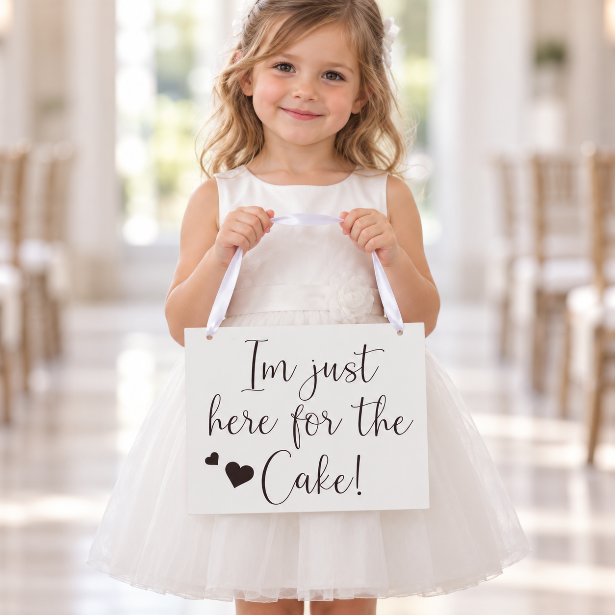 I'm just here for the cake Page Boy / Flower Girl Wedding Sign