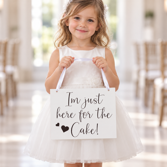 I'm just here for the cake Page Boy / Flower Girl Wedding Sign
