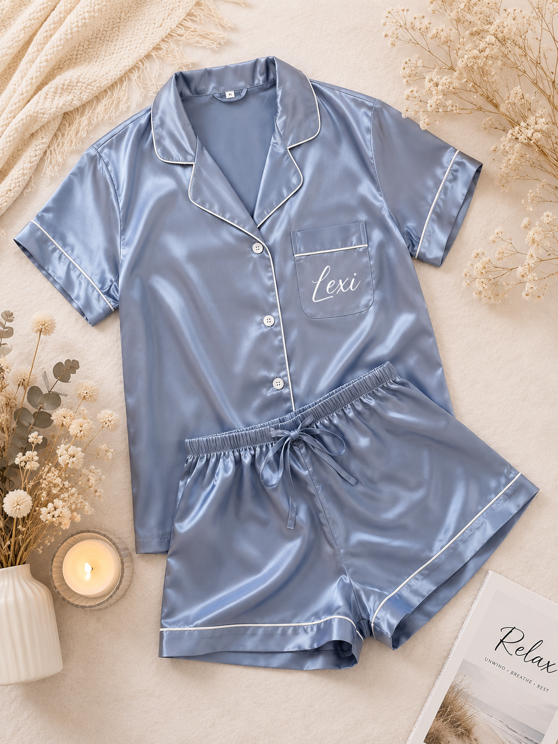 Personalised Satin Short Set Pyjamas