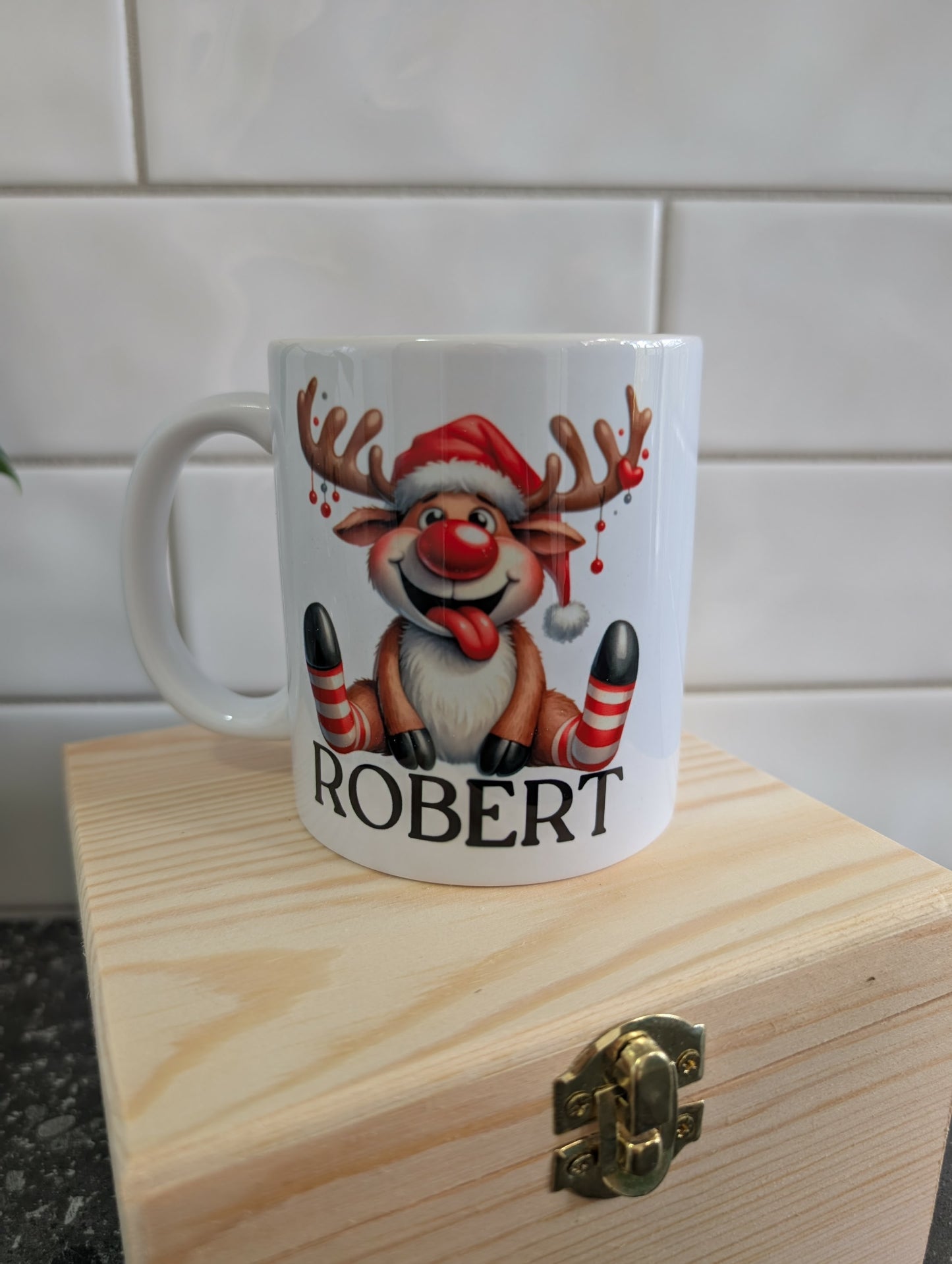 Silly Reindeer Christmas Mug